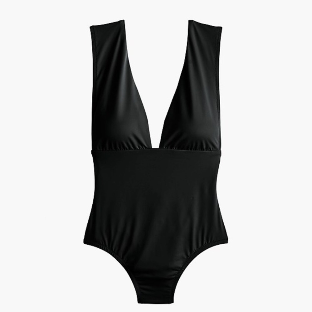 J. Crew Black Plunge V Neck One Piece